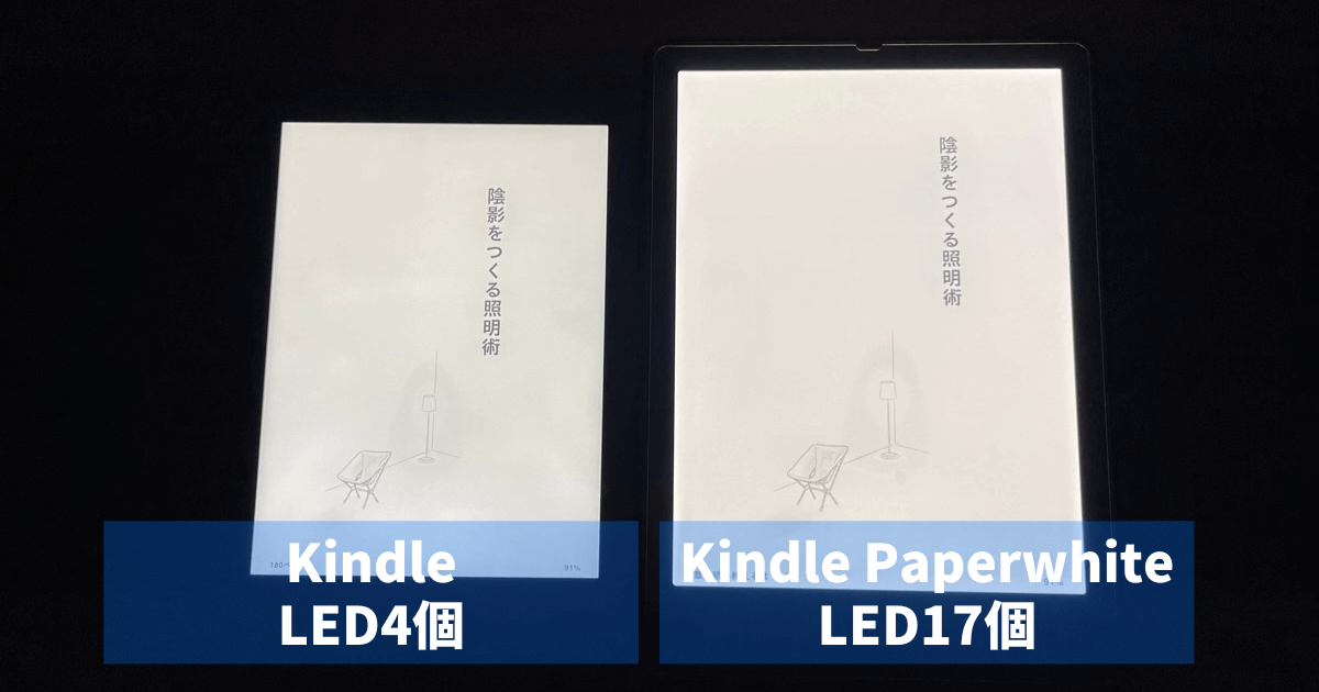 Kindle（無印）とKindle Paperwhiteの明るさの比較