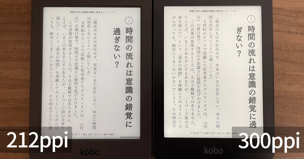 Kobo端末の解像度の比較
