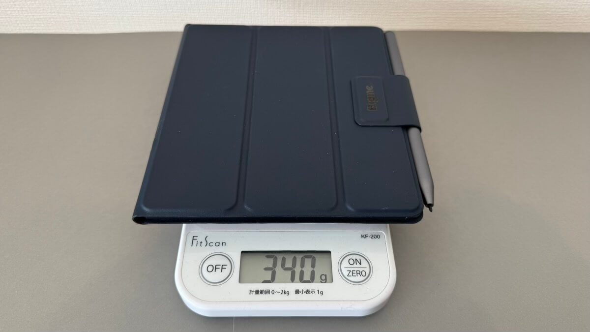Bigme B7にカバーとペンを合計すると340g