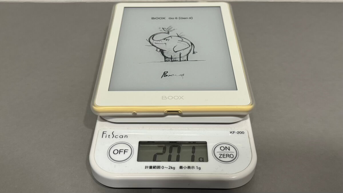 BOOX Go6 Gen2＋シェルカバーの重さ