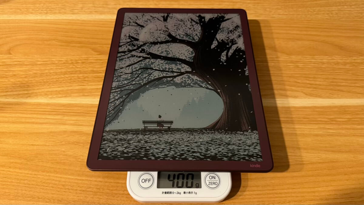 Kindle Scribe Colorsoftの重量は400g